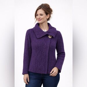 Carraigdonn Aran Knit 100% Merino Wool Made in Ireland Sweater - XS